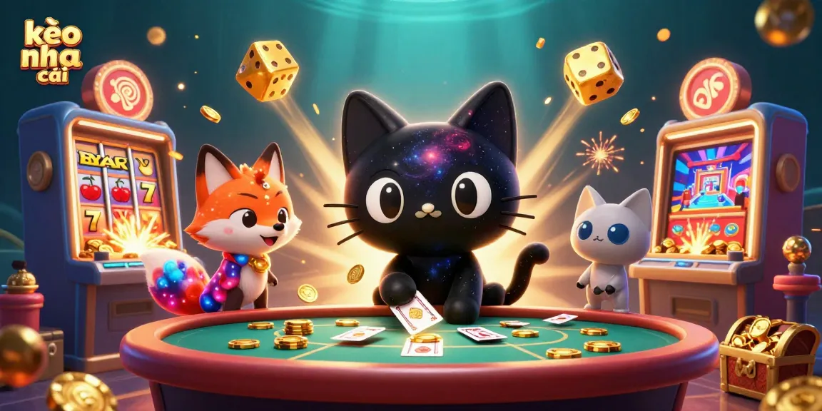 Engage with kèo nhà cái through the dynamic casino illustrated scene featuring cosmic elements.
