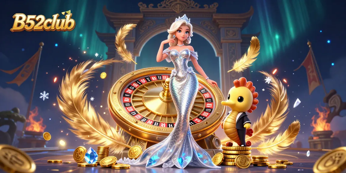 B52club features a glamorous woman by a roulette wheel, showcasing engaging casino gaming.