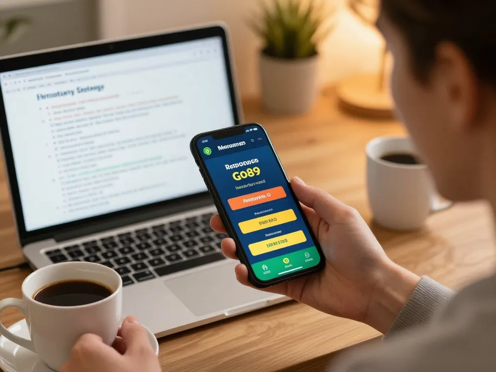 Exciting user engaged with go89 casino app on mobile, strategizing bets comfortably at home.