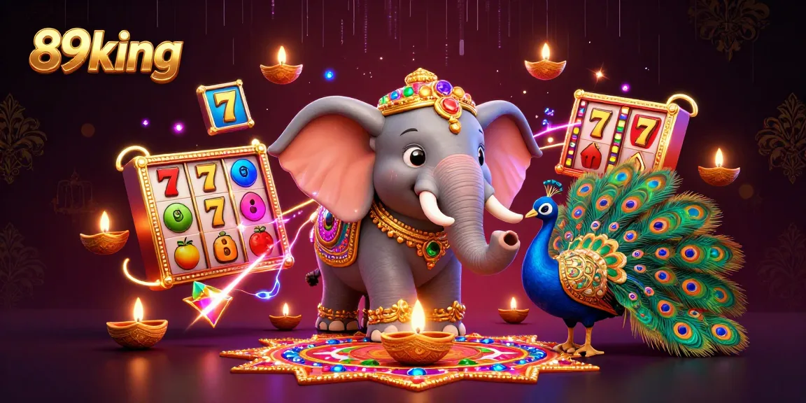 Engage with 89king's exciting slot games featuring an enchanting elephant and intricate design elements.