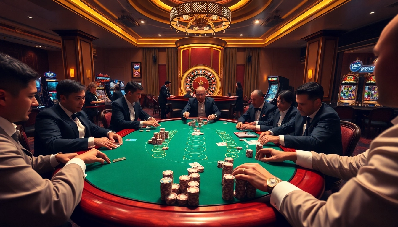 Exciting casino action at 88I poker table amidst luxurious decor and players engaging in thrilling gameplay.