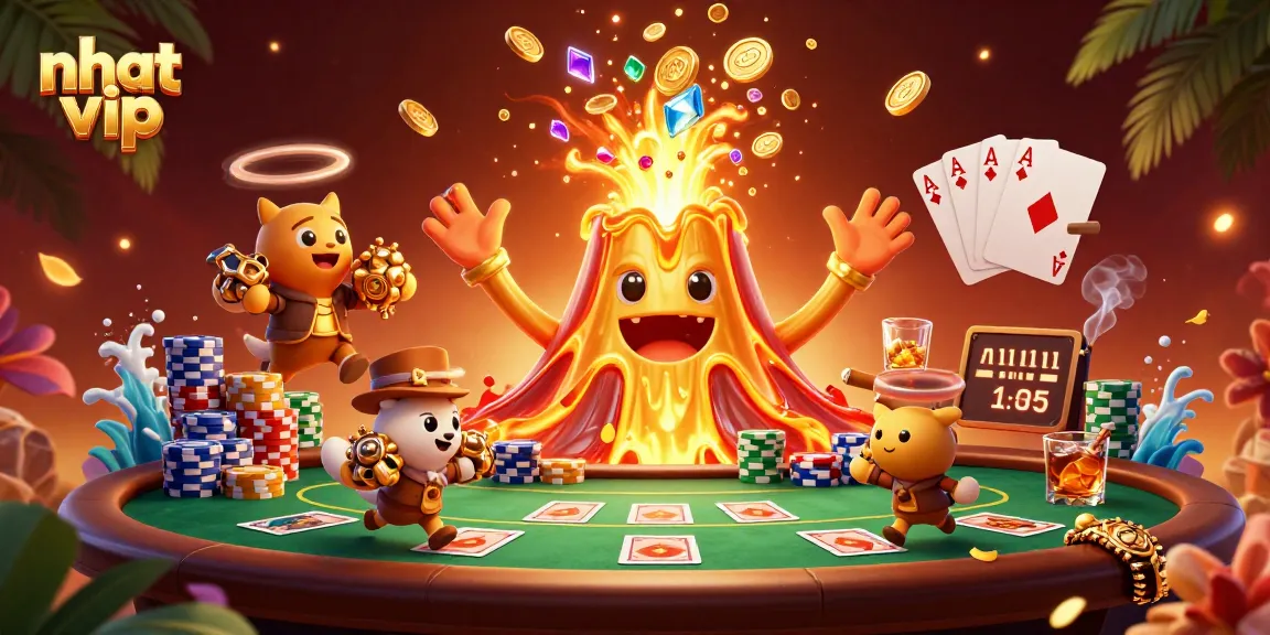 Nhat vip players dive into treasure with a vibrant casino atmosphere and thrilling poker action.
