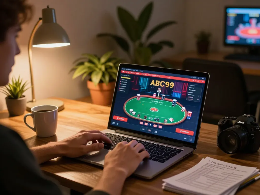 Engaging online gaming moment on ABC999 plataforma, showcasing poker strategy while betting.