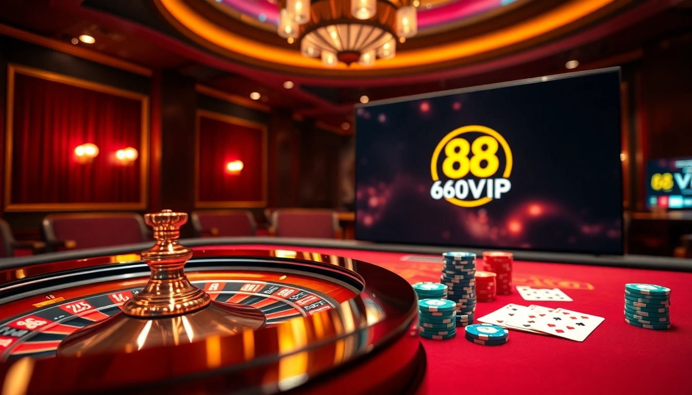 Engage with the 68VIP online casino experience featuring vibrant cards and roulette.