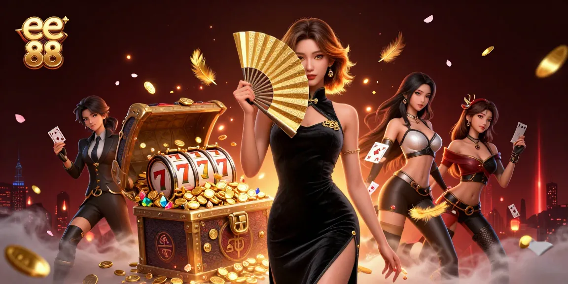 Win big with the captivating glamour of ee 88 in this dazzling casino-themed illustration.