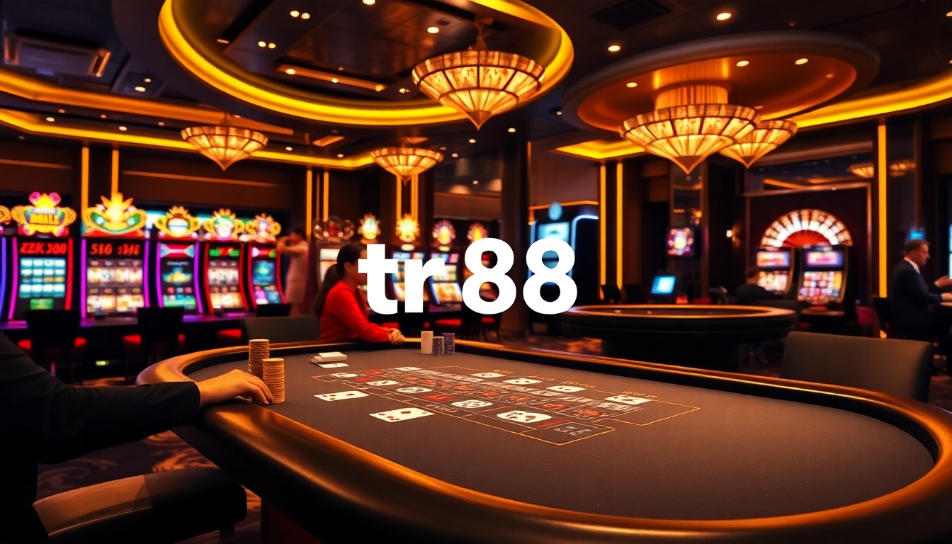 Gamble big at TR88 with a vibrant casino scene showcasing lively tables and slot machines.