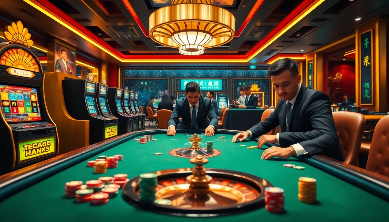 Experience the excitement of hhkung at a high-stakes poker table in a luxurious casino.
