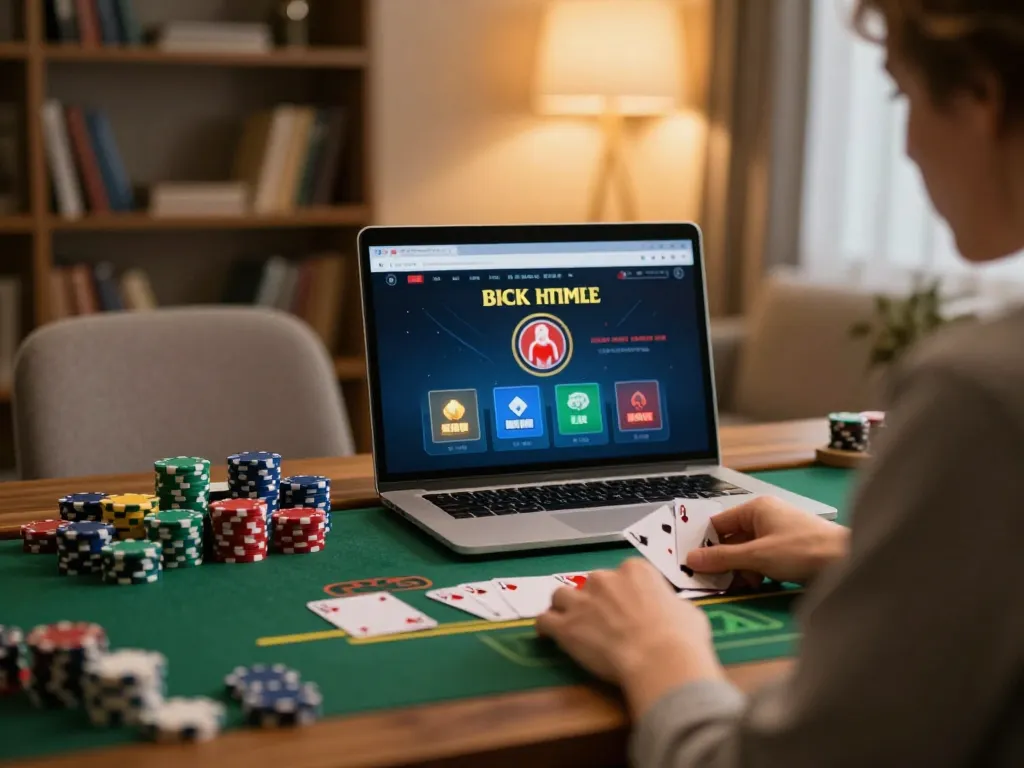 Engage with the exciting trang chủ 68win blackjack game in a stylish home office.
