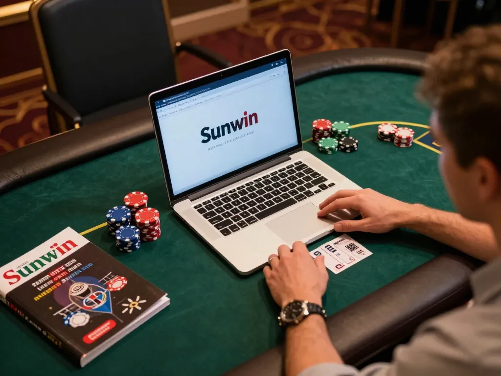 Sunwin user enjoying an engaging online poker game while managing their bankroll effectively