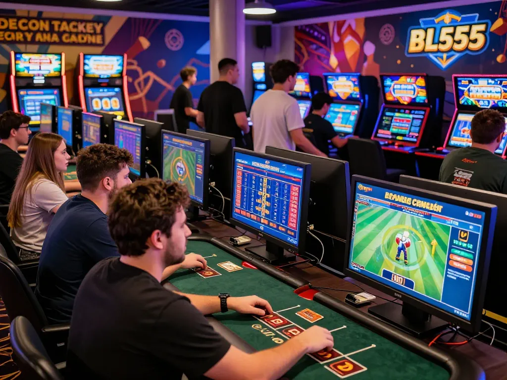 Players enjoying diverse gaming experiences at BL555 platform, showcasing vibrant online gambling atmosphere.