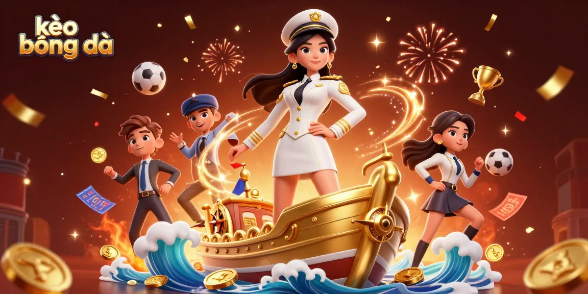 Engage in thrilling kèo bóng đá with a dynamic scene featuring sports betting elements and festive decorations.