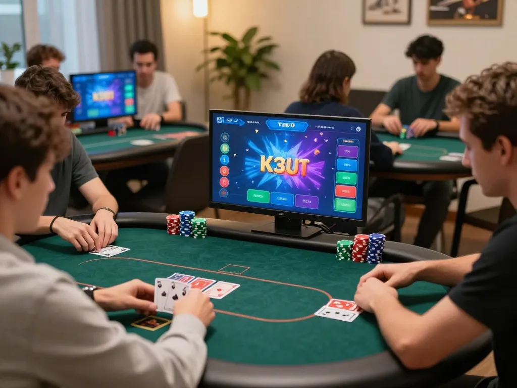 Engaging in a strategic online poker game on 33win with vibrant visuals and active gameplay.