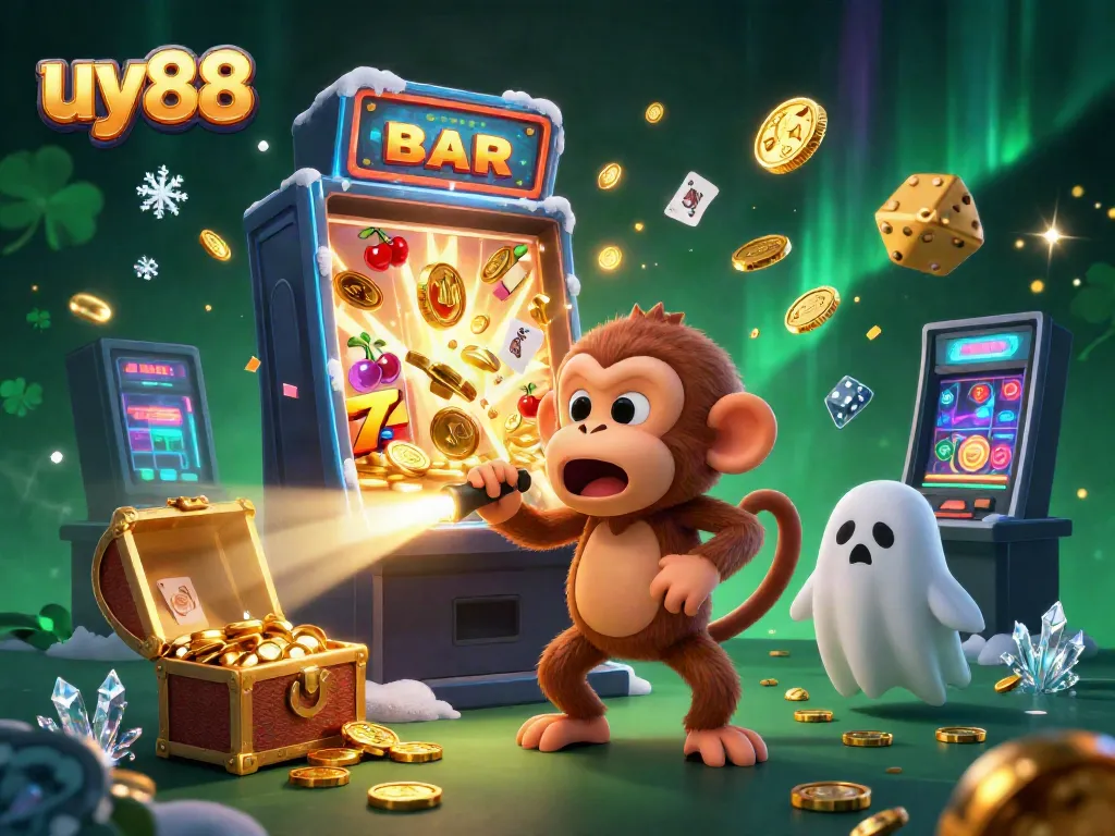 Witness the uy88 monkey juggles golden casino treasures in a haunted virtual world.