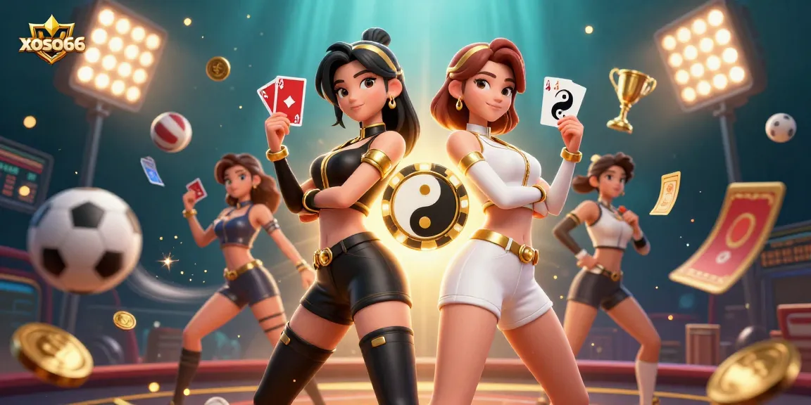 Experience excitement with xoso66’s dynamic gaming scene featuring Asian women with playing cards.