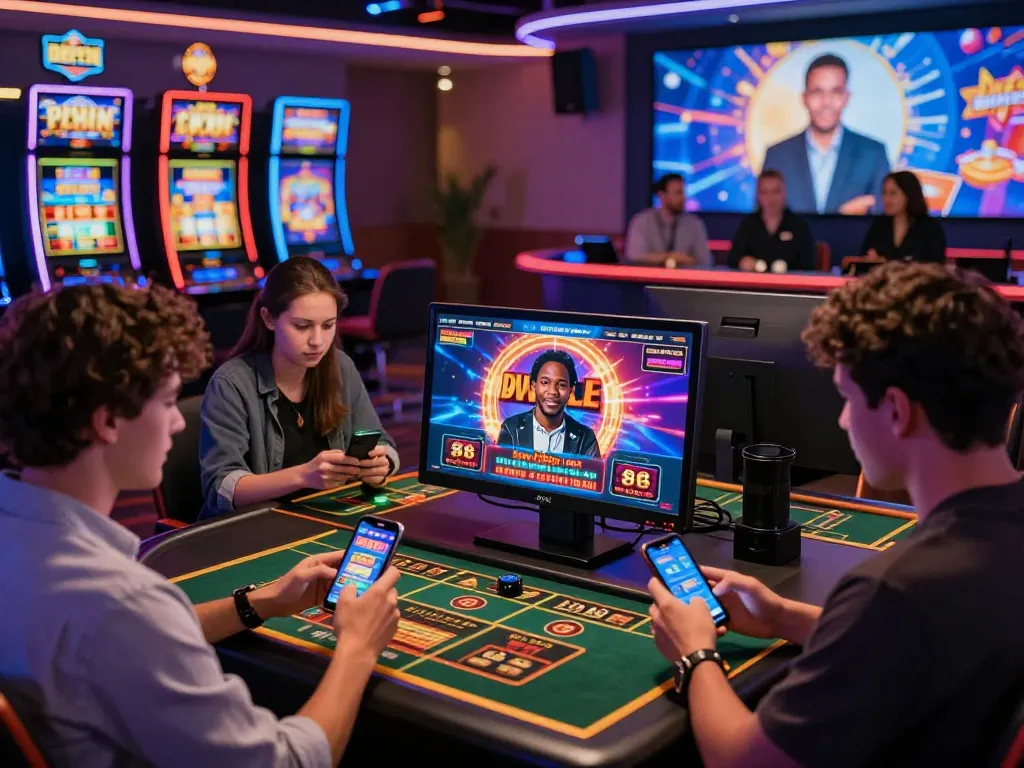 Players engaging with QE8's online gaming platform showcasing vibrant casino excitement and advanced technology.