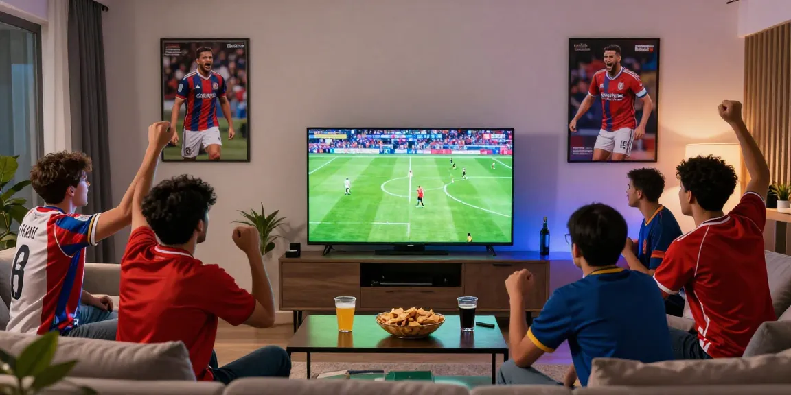 Cakhia xem bong da experience with fans cheering in a lively living room during a football match.