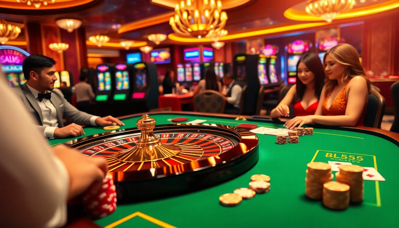 Players enjoying the BL555 online casino experience with vibrant game visuals and exciting plays.