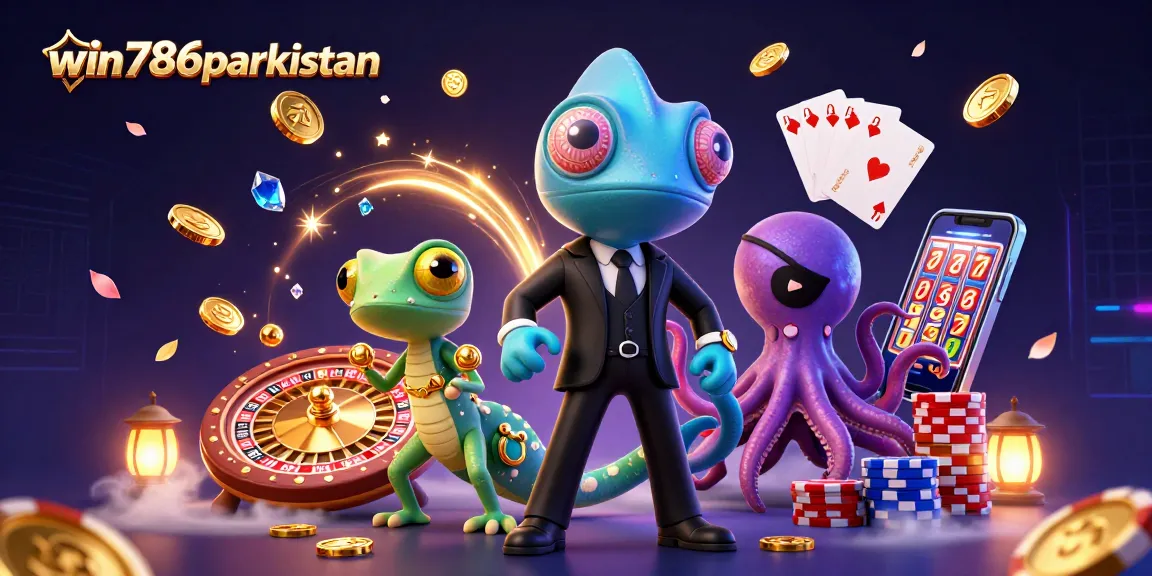 Experience thrilling wins at win786parkistan with vibrant casino elements and animated characters.