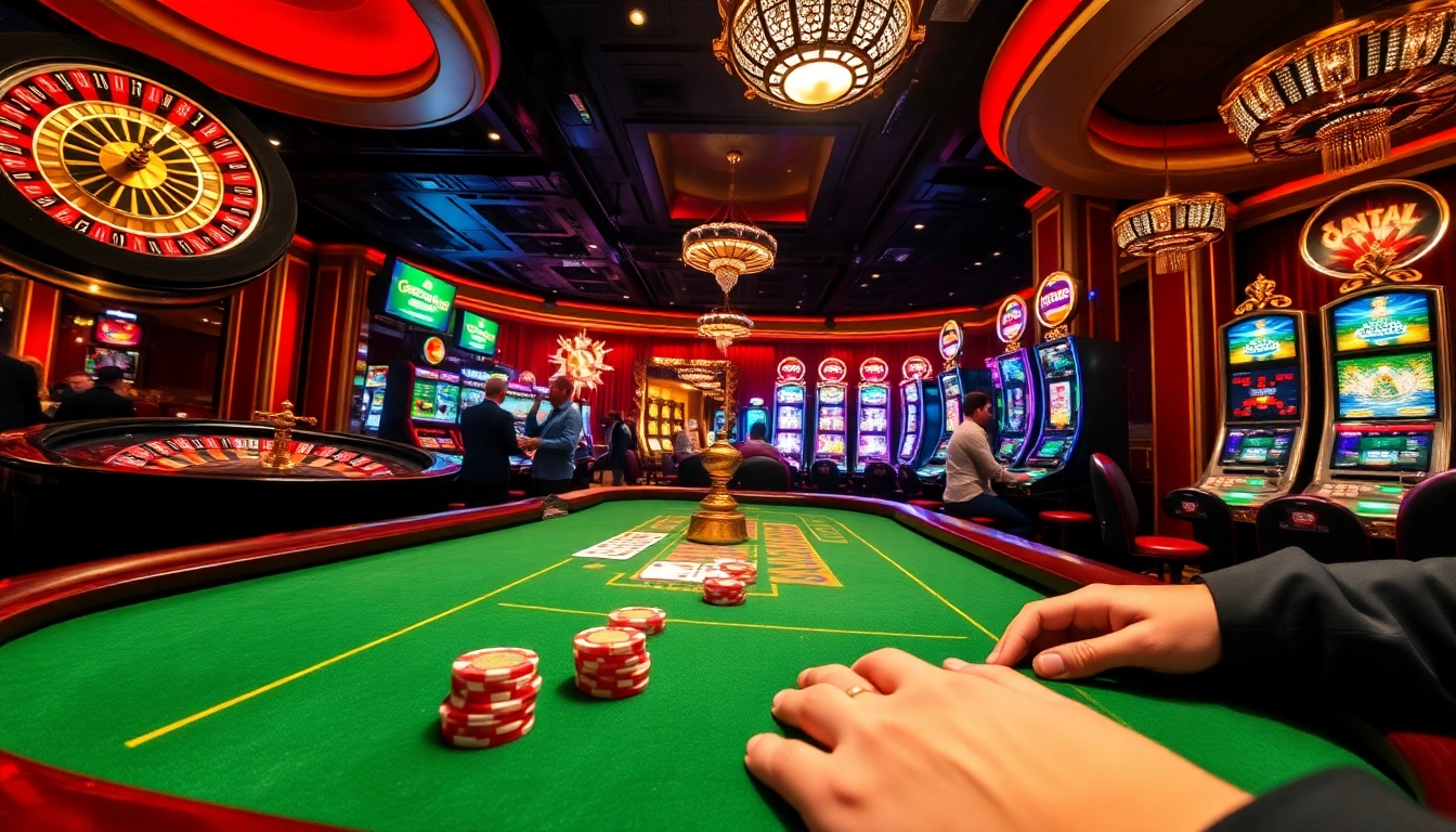 Winning excitement at xx88 casino with vibrant poker and roulette tables.