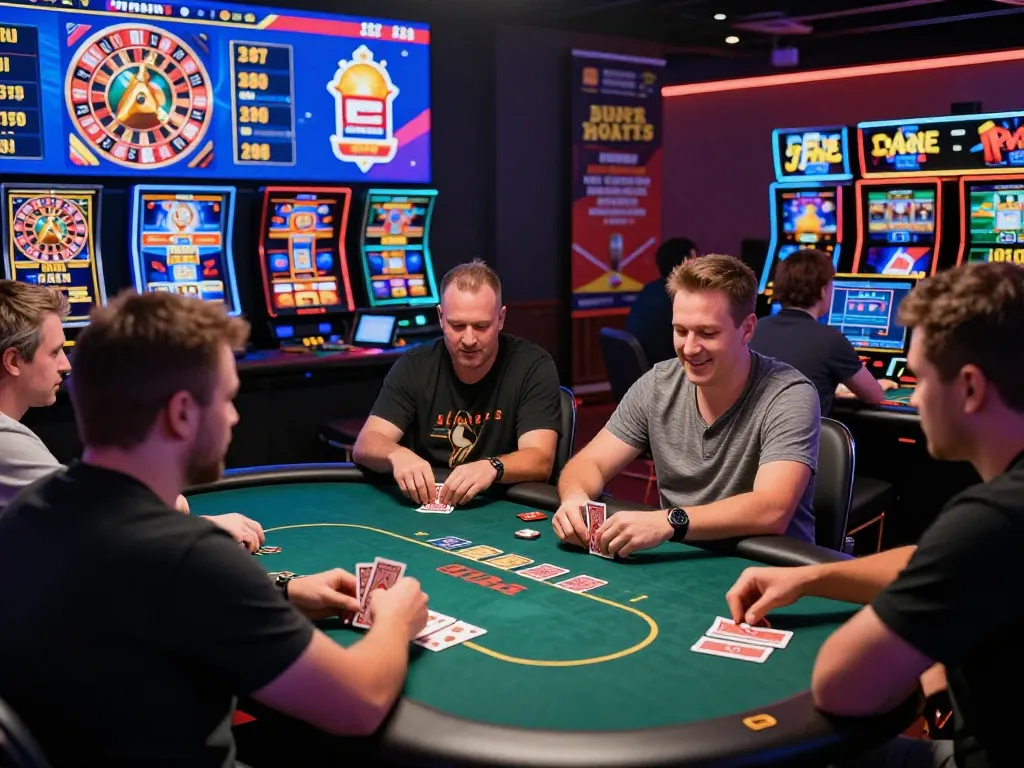 Exciting online gambling experience at gem88 with players enjoying poker and vibrant casino graphics.