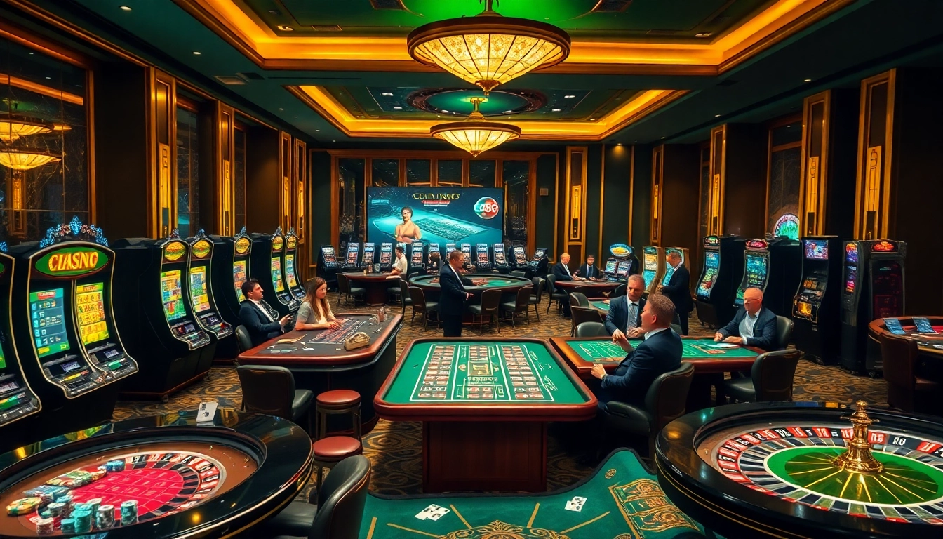 Players enjoying exciting games at co 88 casino with vibrant tables and slot machines.
