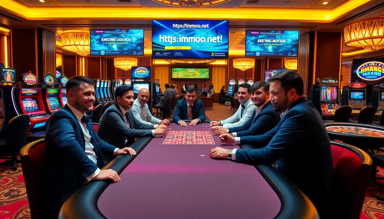 Experience the luxury and excitement of gambling at https://immoo.net/, showcasing vibrant casino tables and games.