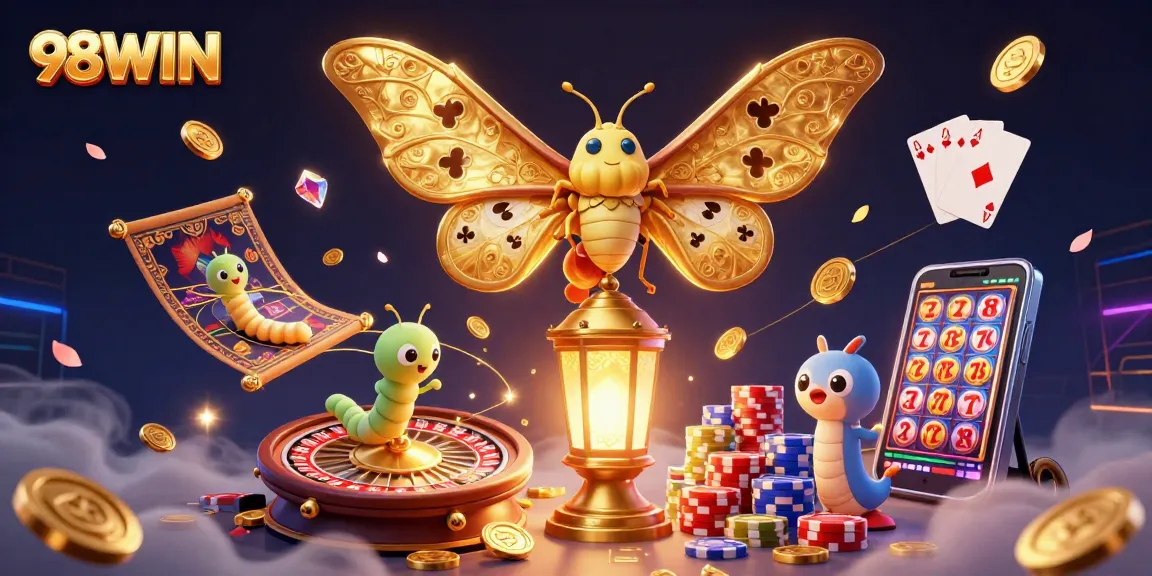 Experience thrilling games at 98WIN with vibrant casino elements and rich details in a 3D scene.