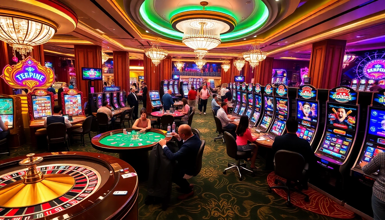 Gamblers engage in exciting games at https://lc88.co.com/, showcasing a vibrant casino atmosphere with premium quality.