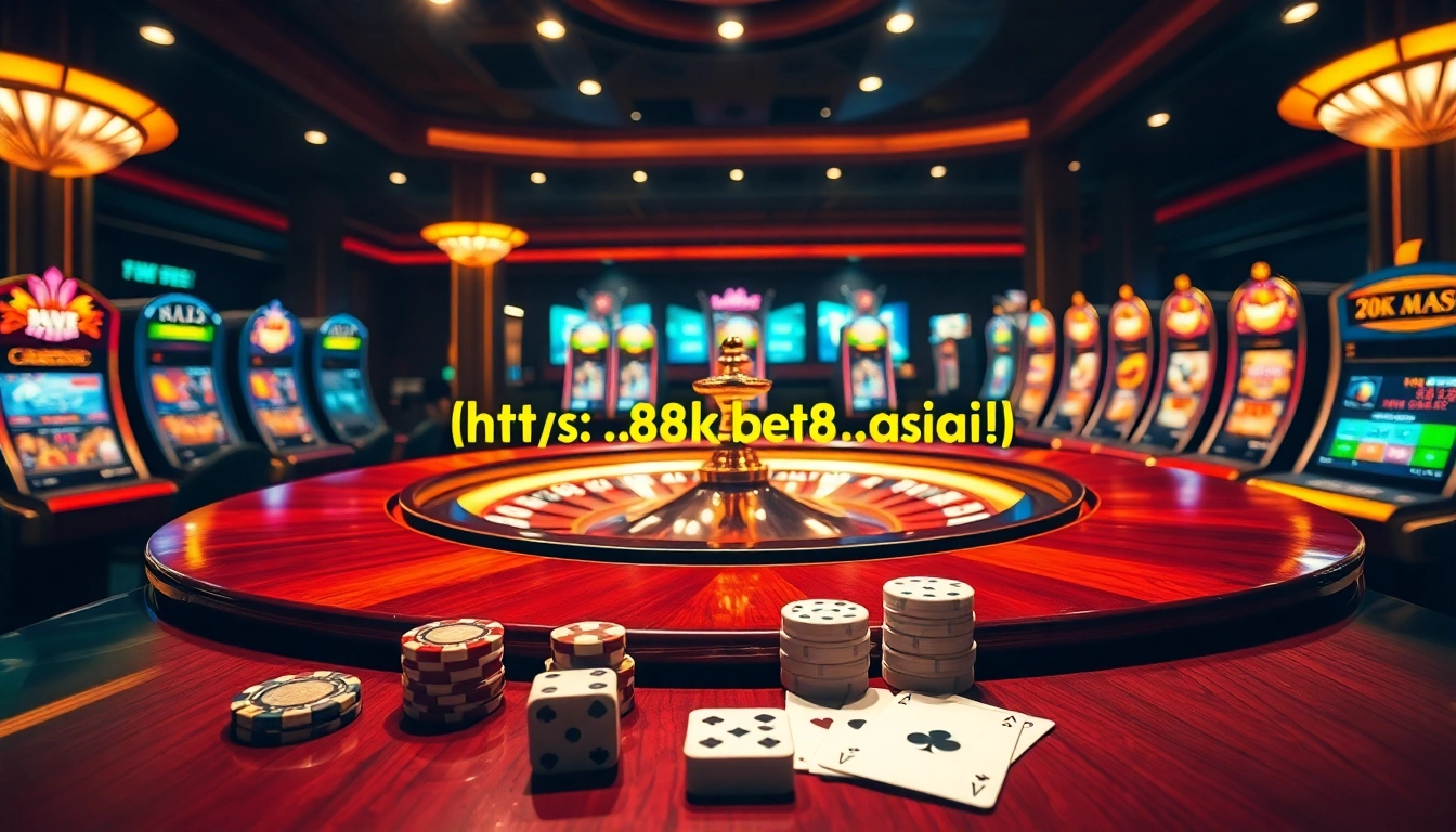 Experience the excitement of gaming with luxury casino elements at https://8kbet8.asia/ featuring roulette and slot machines.