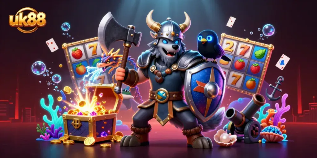 Engage in thrilling gameplay at uk88 with vibrant slot reels and strategic rewards, showcasing thrilling casino excitement.