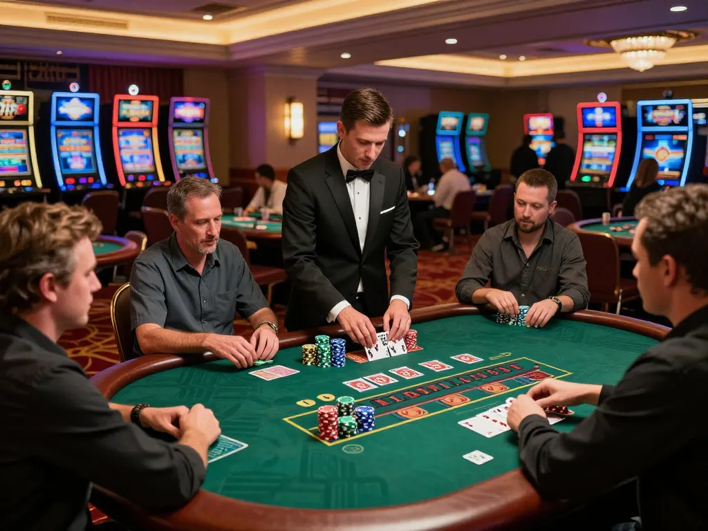 Players at a high-stakes blackjack table enjoying the thrill of winning strategies at 28Bet casino.