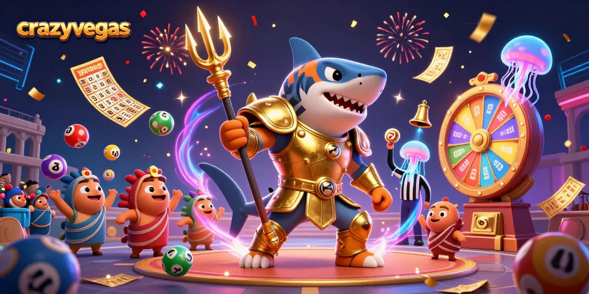 Experience the thrill of crazyvegas with a dynamic underwater casino scene featuring a tiger shark gladiator.