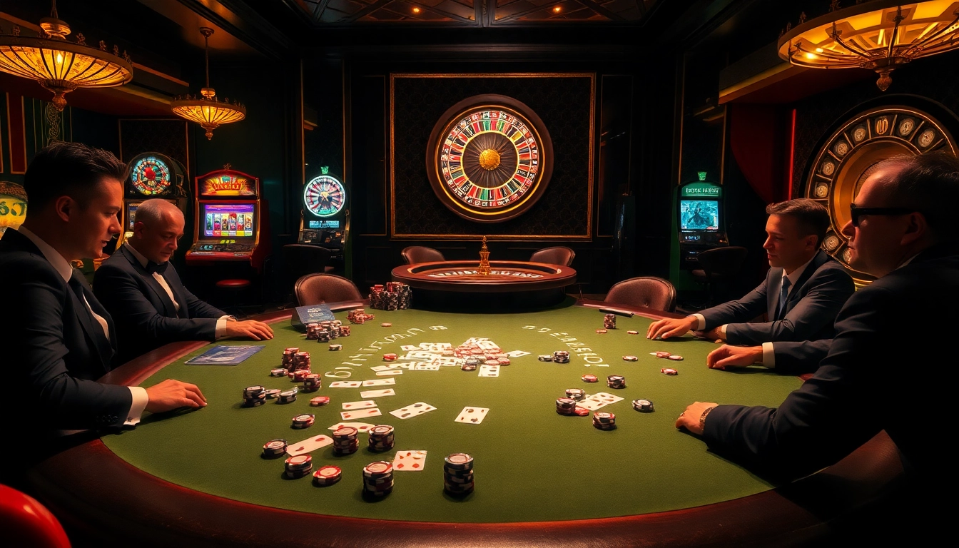 Players engaging in a thrilling poker game at a luxurious casino highlighted by the hidden wiki theme.