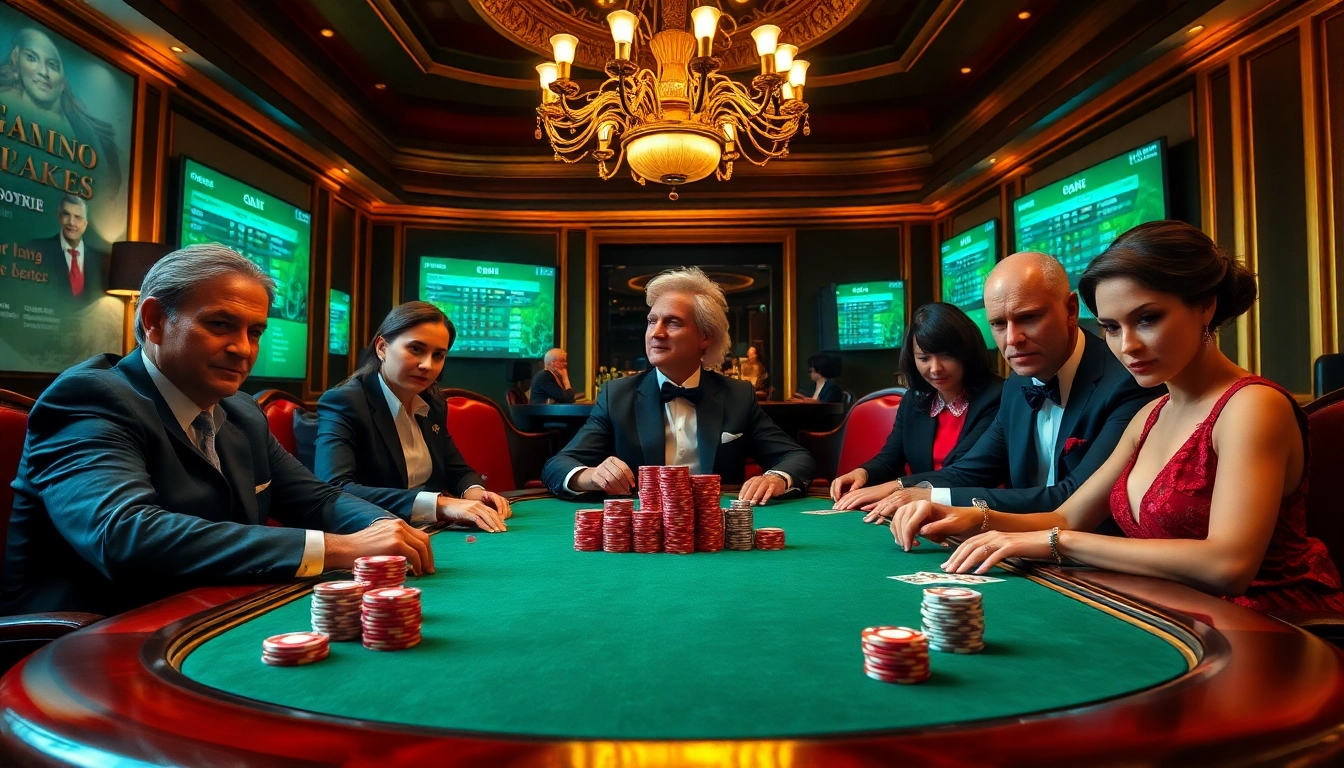 Players enjoying a high-stakes poker game at https://gg88m.com/ with vibrant chips and cards.