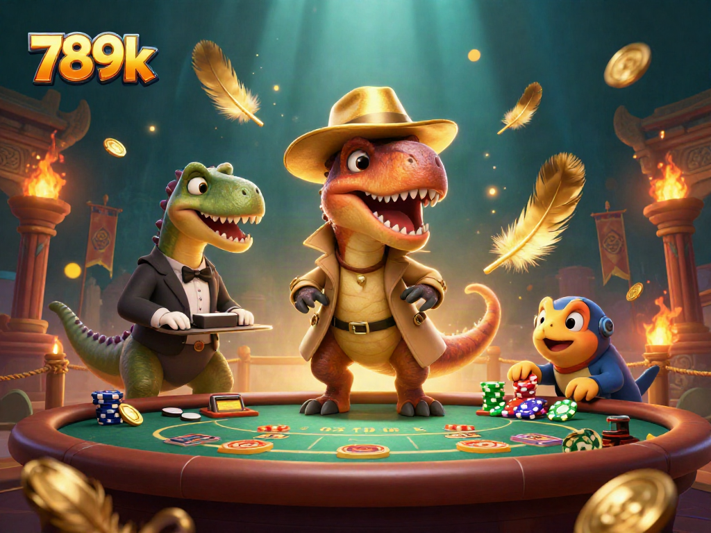 Engage with 789k gameplay as a velociraptor card counter at a vibrant blackjack table filled with action.