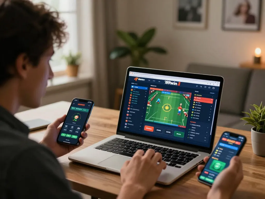 Engaging online sports betting experience on 789win1 with dynamic action and live stats displayed.