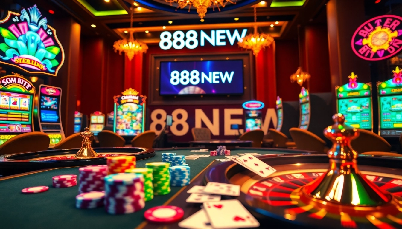 Experience the thrill of 888NEW with vibrant casino gaming elements and excitement.