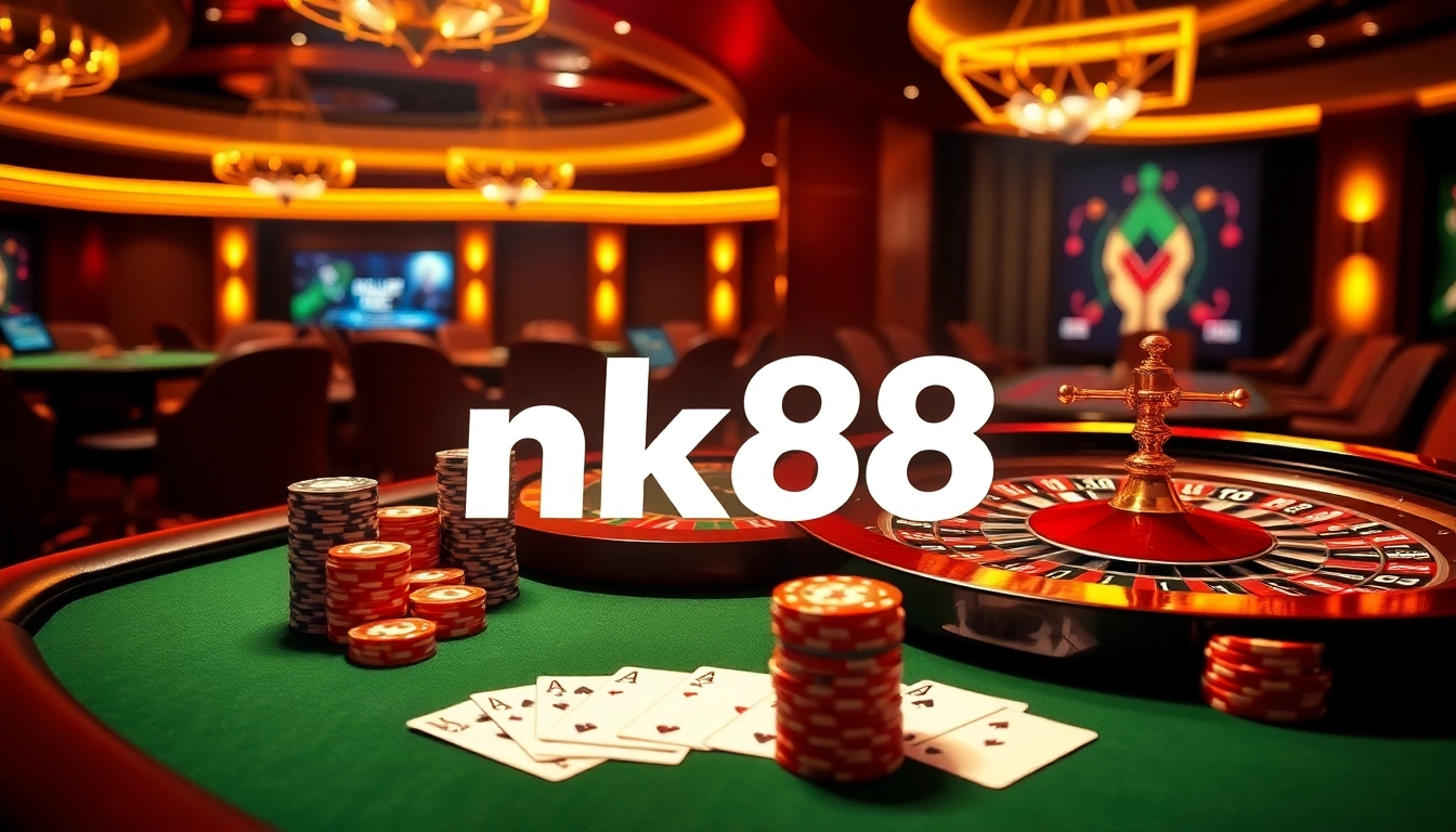Experience the thrill of online gambling with the link vào nk88 on vibrant casino tables and roulette wheels.