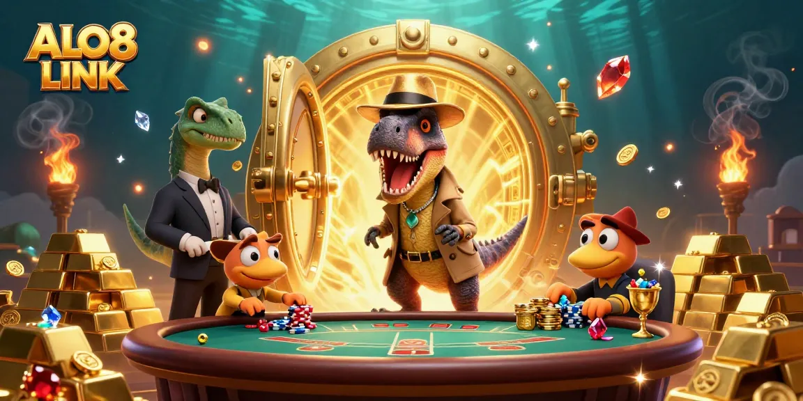 Experience thrilling gaming at ALO8 LINK with characters amidst dazzling treasures and action.