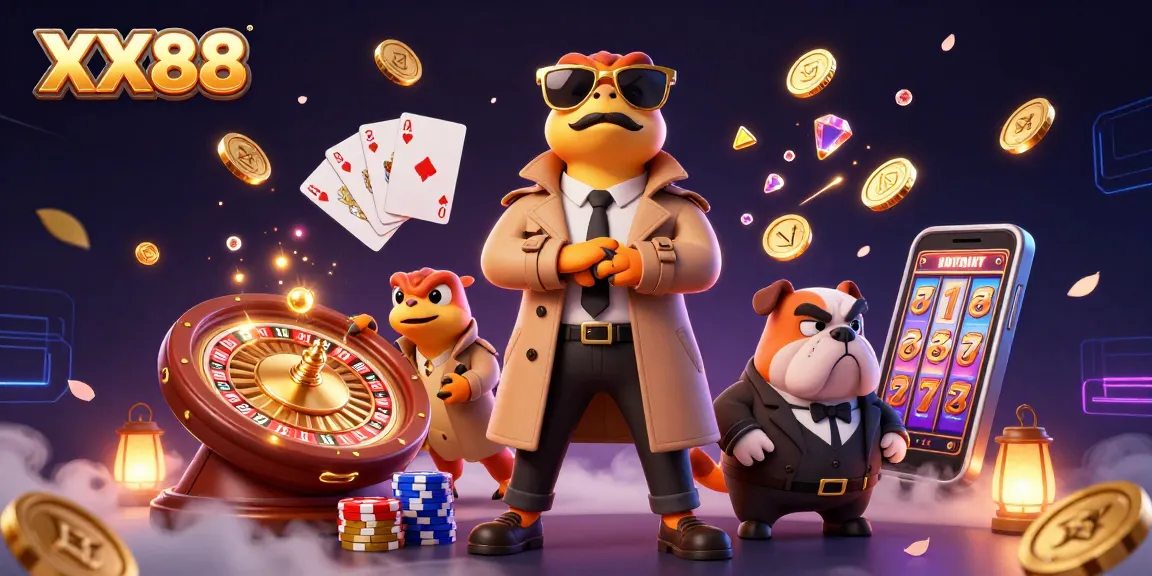 Engage with XX88 as three cartoon raptors humorously attempt to enter a VIP casino lounge.