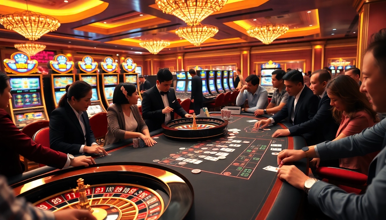 Tổ chức an exciting poker game at Tập đoàn okwin's premier casino with colorful chips and cards.