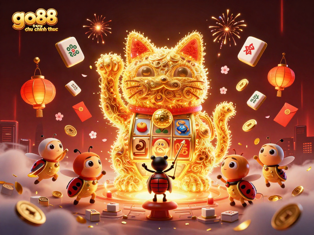 Play and win with go88 trang chu chinh thuc showcasing vibrant slot symbols in a dynamic 3D scene.