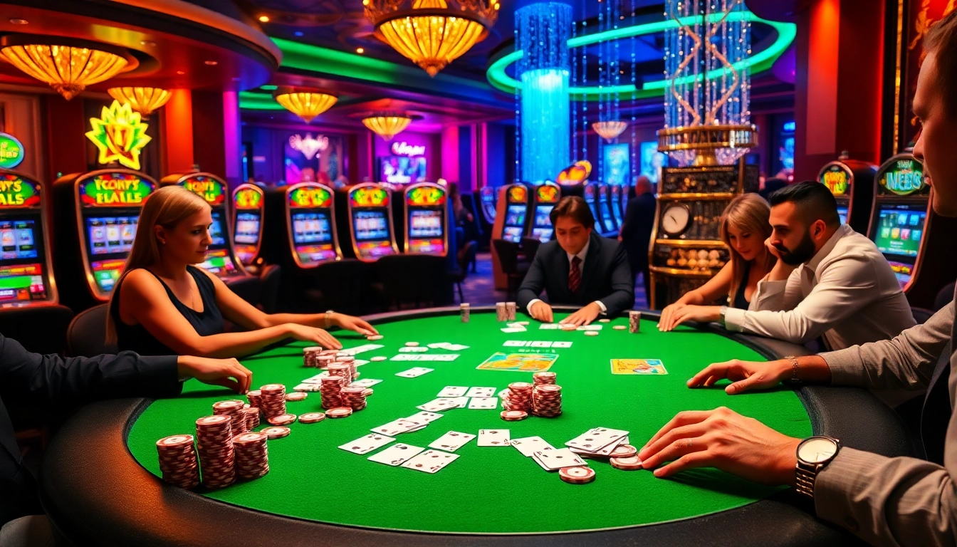 hay win at a vibrant casino table with players strategizing their next moves