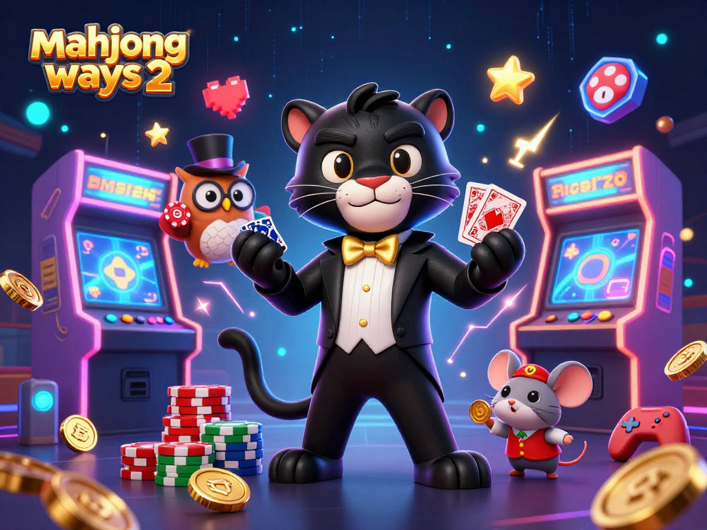Engage with mahjong ways 2 through an extravagant casino scene featuring unique 3D characters and vibrant gaming visuals.