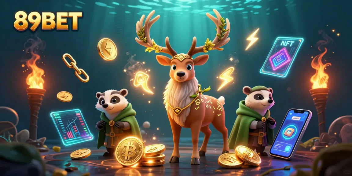 Enhance your game at 89BET with vibrant 3D casino elements featuring a Celtic druid and crypto coins.