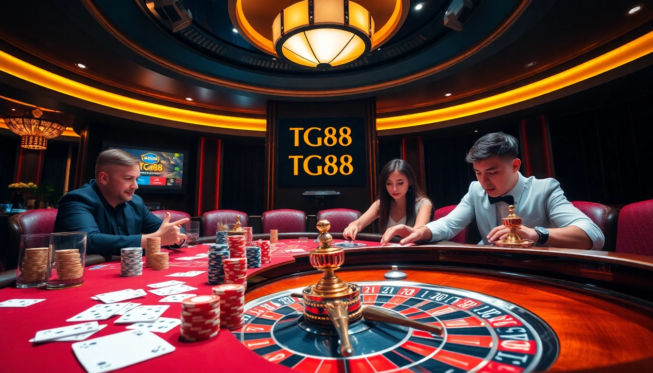 Experience the thrill of TG88 with dynamic gameplay at a luxurious casino table.