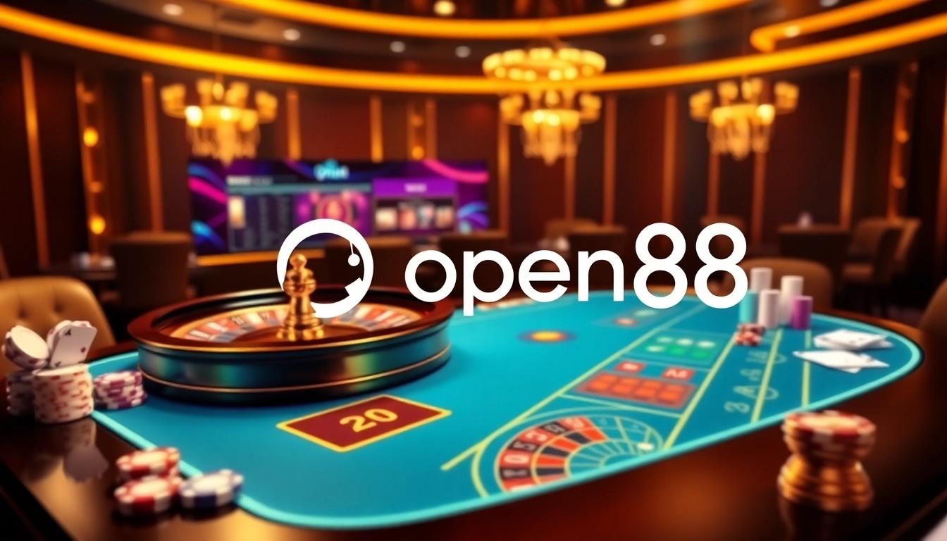 Experience interactive online gambling with open88, showcasing a vibrant casino scene.