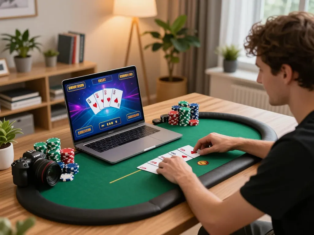 Engaging poker game experience with sc88 at home, showcasing enthusiasm and strategy.