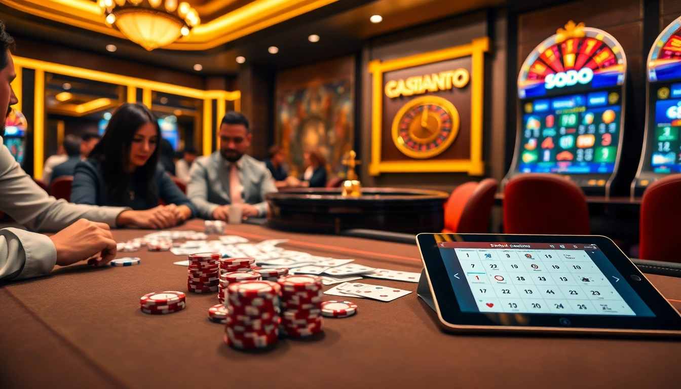 SODO CASINO players enjoying an exciting poker game at a luxurious table.
