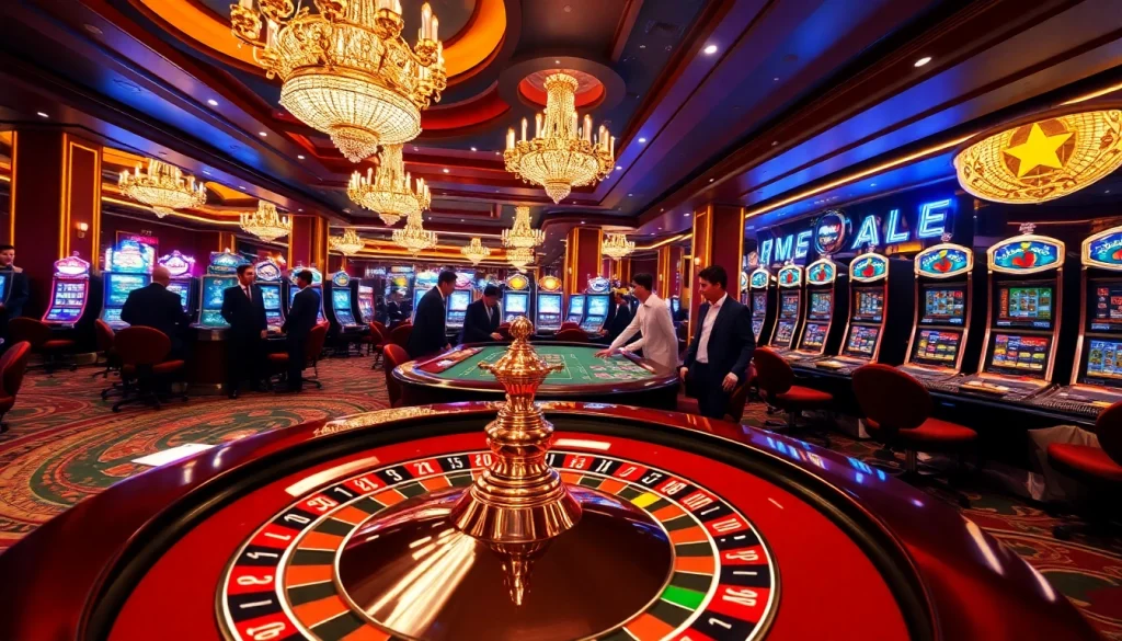 Experience the thrill of j88 gaming with vibrant casino tables and excited players.